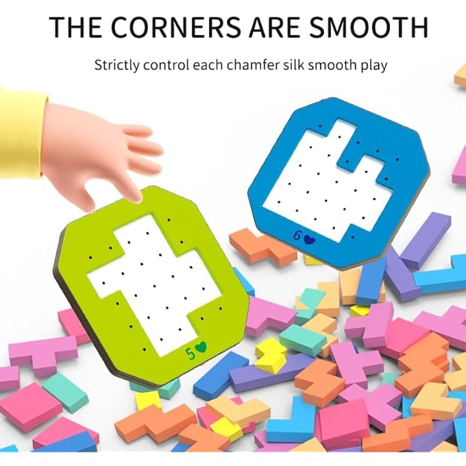 128PCS RAINBOW RUSSIAN BLOCKS PUZZLE, 3D PUZZLE TOYS GAME FOR KIDS, BRAIN TEASER TOY, BLOCK TANGRAM TOY, PRESCHOOL GAMES, MONTESSORI PUZZLE EDUCATIONAL PRESENT FOR TODDLERS 3+ - Image 4